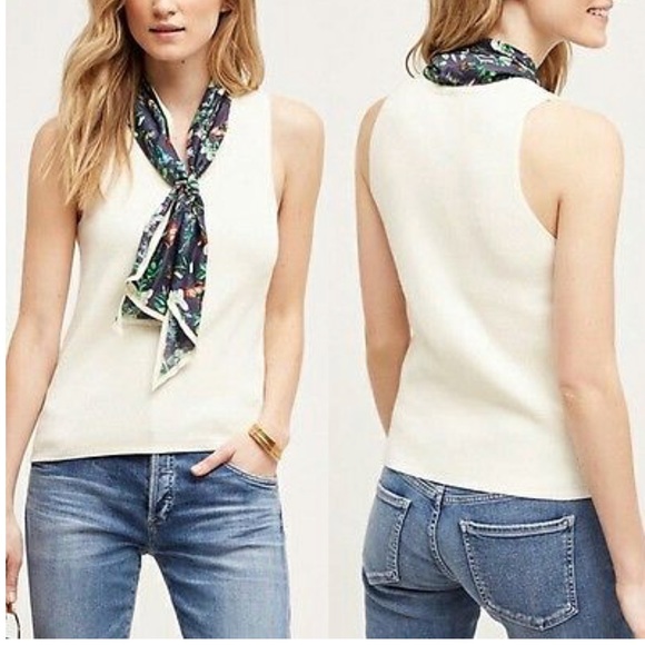 Anthropologie Tops - Anthropologie moth sleeveless sweater silk tie S
